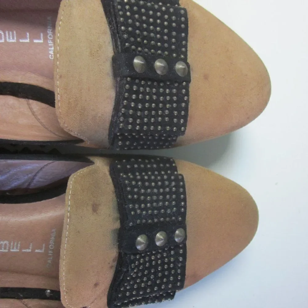 Jeffery Campbell Womens Size 7.5 Slip On Flats Studded Bow Loafer Tan / Black
